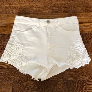 White high waisted jean shorts